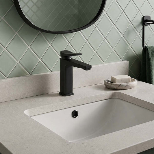 matt black square single lever basin tap Ireland 1200