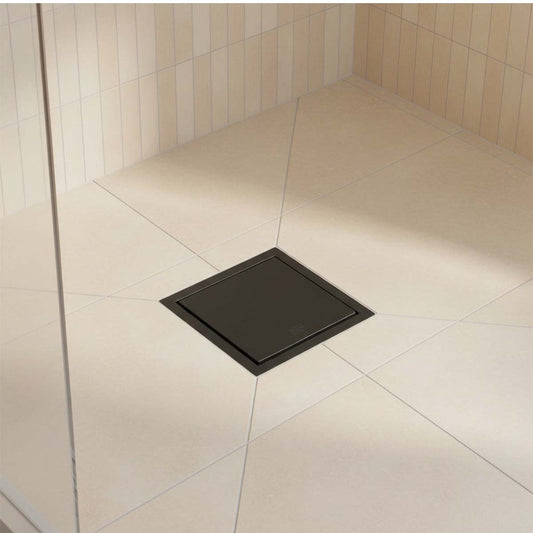 matt black square shower waste 1200