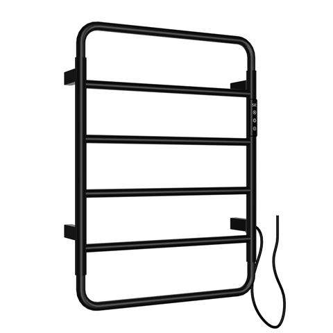 Black electric towel rail with thermostat