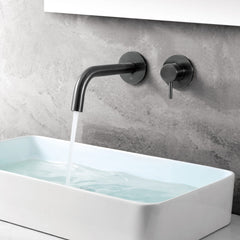 Brushed black wall mounted basin tap