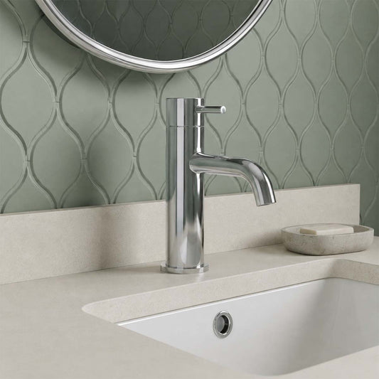 modern single-handle bathroom tap in polished chrome 1200