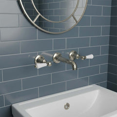 nickel three hole traditional basin tap with ceramic lever - Ireland 