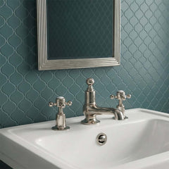 Brushed nickel traditional 3-hole basin mixer tap