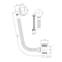 Bath filler waste - Technical drawing