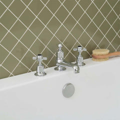 pinch handles 3 hole bath tap -chrome 