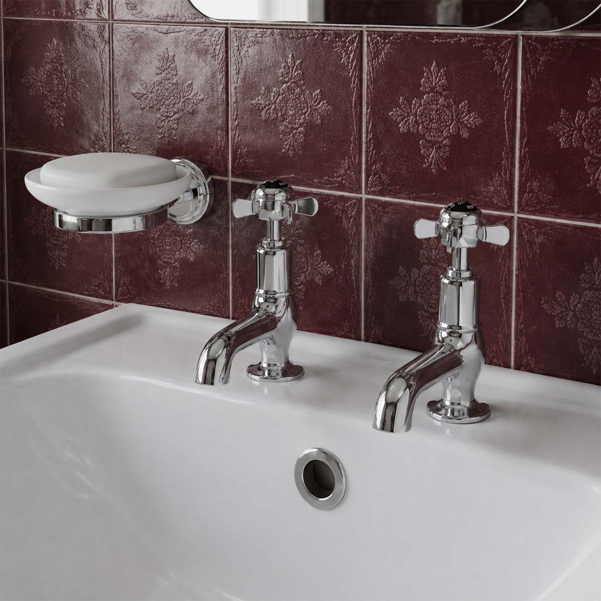 polished chrome pillar taps - deck mounted 