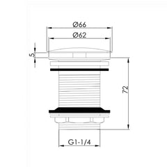 Click clack unslotted basin waste -Technical drawing