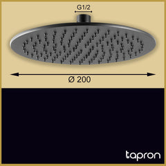 Matt Black Round Shower Head-Tapron