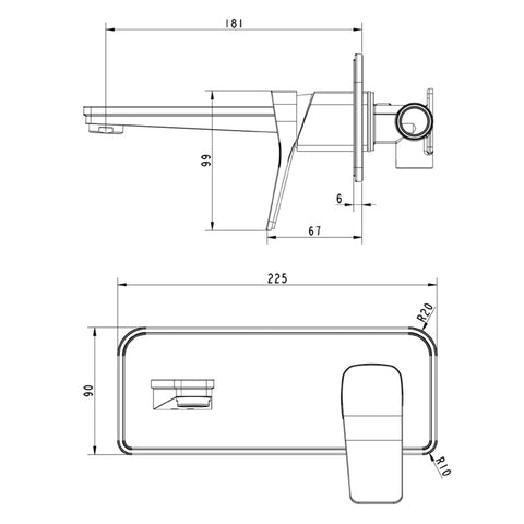bathroom sink taps gold technical drawing-tapron