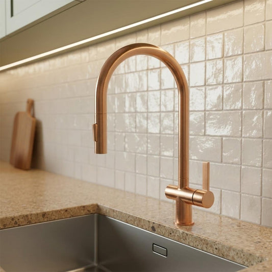 rose gold pull out kitchen mixer tap  1200