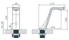 Back deck-mounted sensor tap - Technical drawing
