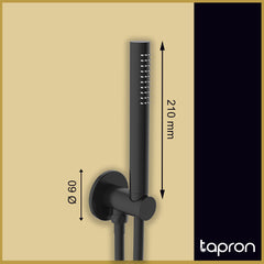 Matt black Shower Kit with Slim Handset and Hose - Dimension