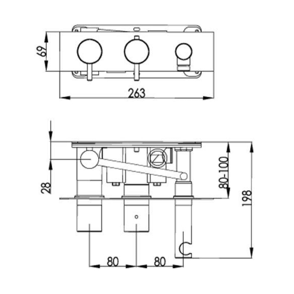 Matt Black Shower Handset Technical Drawing-Tapron