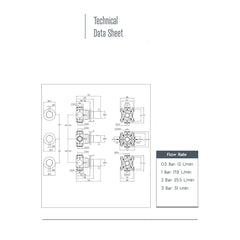 Thermostatic concealed shower valve - Technical drawing