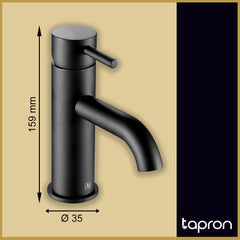Black deck mounted sink tap