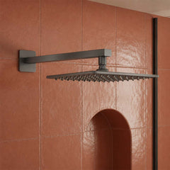 square brushed black shower arm wall mounted