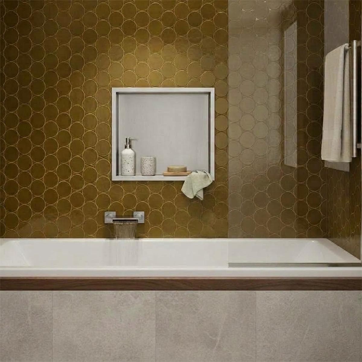 square stainless steel insert niche for bathroom
