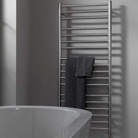 brushed stainless steel towel rail radiator dual fuel