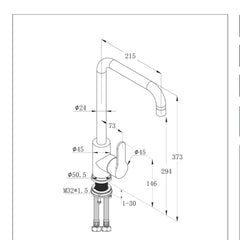 single lever stainless steel kitchen tap drawing 