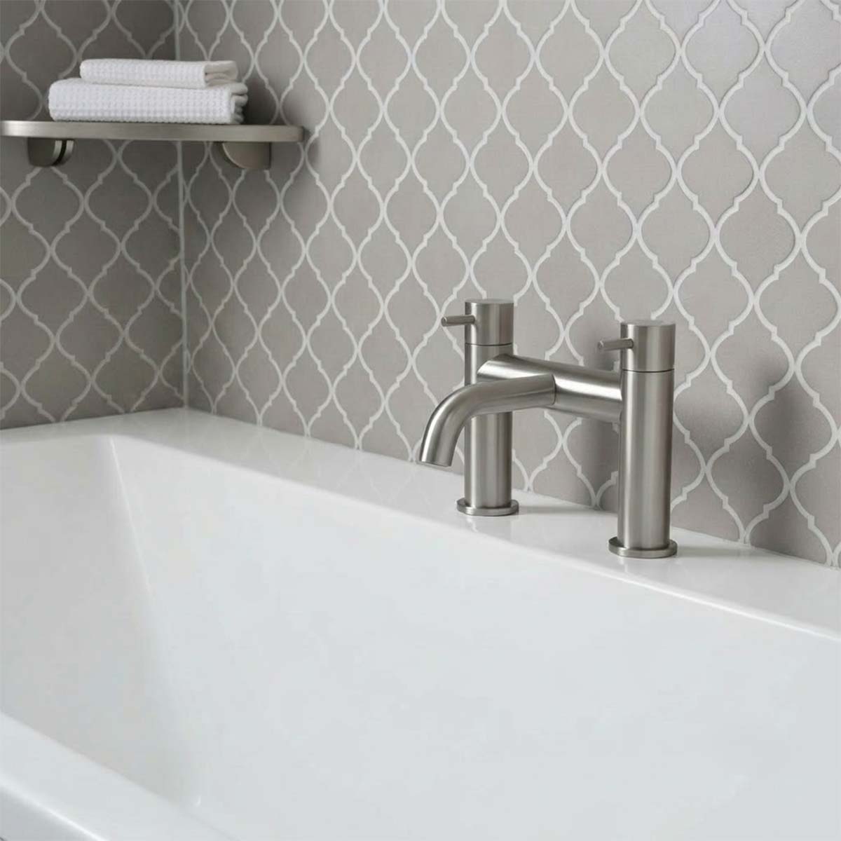 stainless steel two holes bridge tap deck mounted