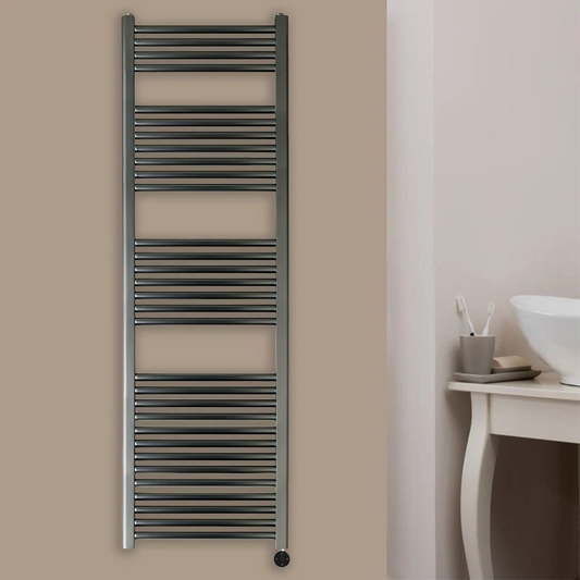 Brushed black electric towel rail