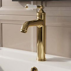 tall traditional basin tap gold in Ireland