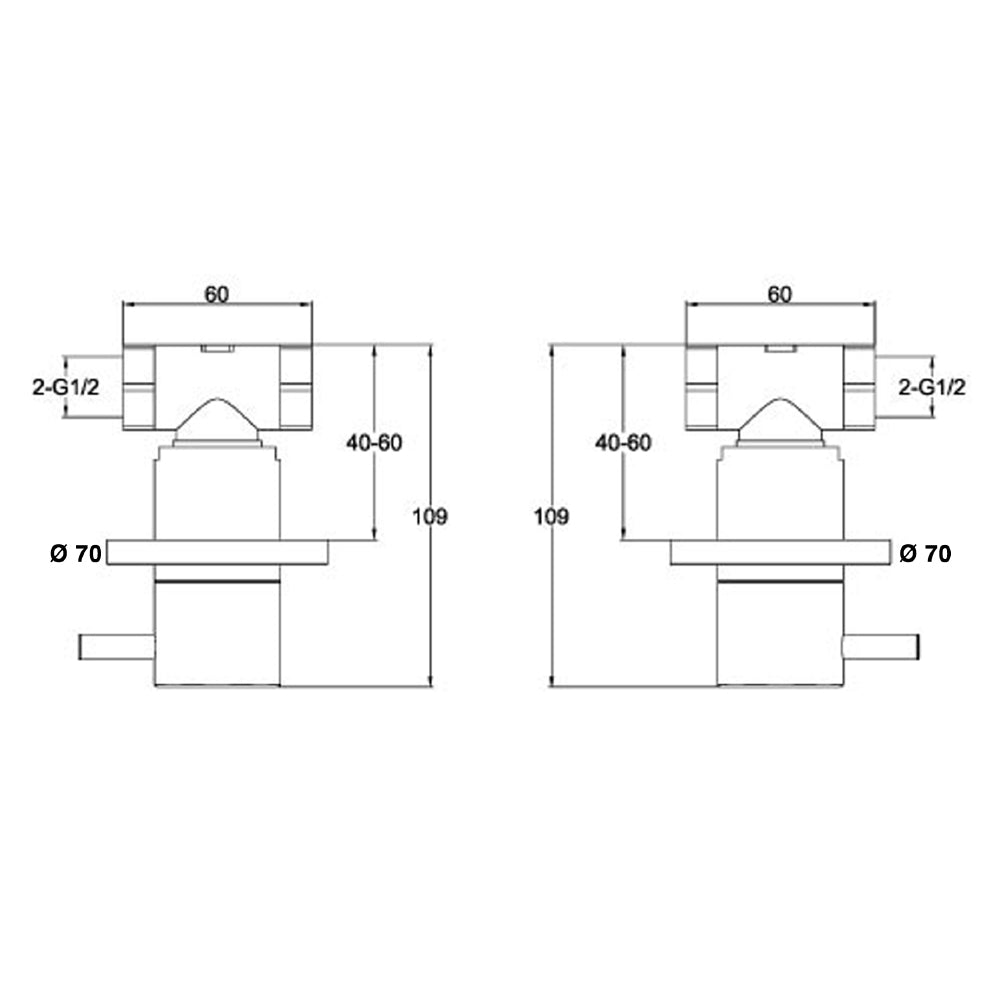 shower mixer valve technical drawing-tapron