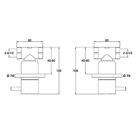 shower mixer valve technical drawing-tapron