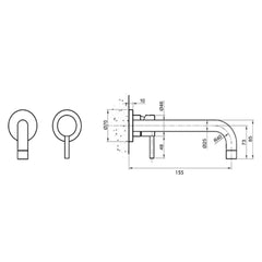 Modern bathroom sink tap - technical drawing