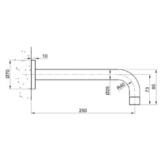 Steel basin mixer spout - Technical drawing