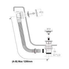 bath plug and waste technical drawing-tapron