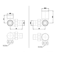 matt black radiator valves technical drawing-tapron