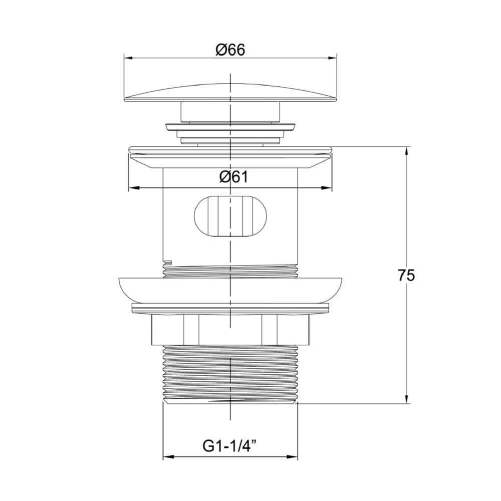 click clack basin waste technical drawing-tapron