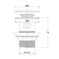 Steel click clack basin waste -Technical drawing