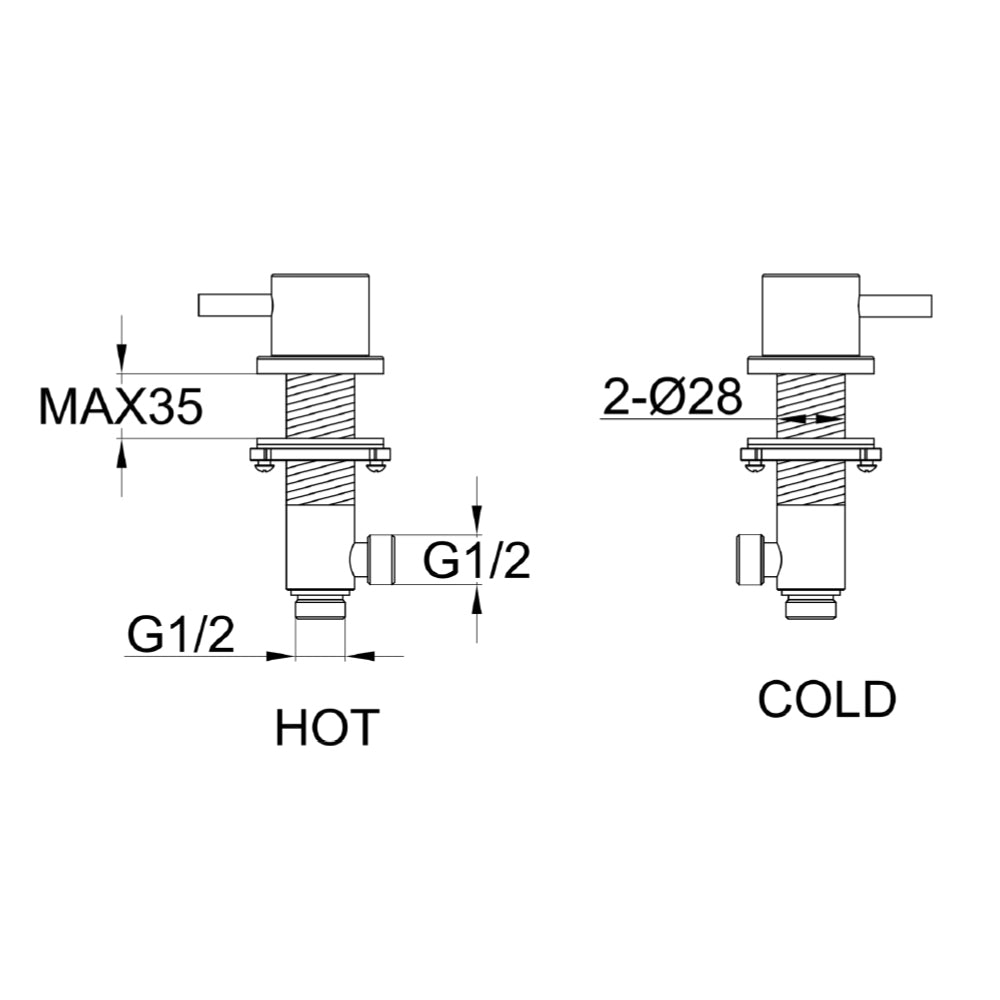 hot water mixing valve technical drawing-tapron