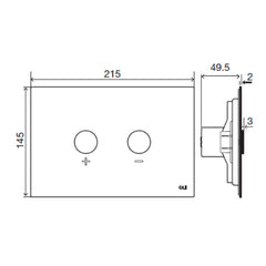 Brushed gold toilet flush button technical drawing-tapron