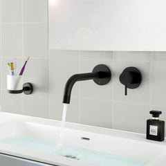 Matt black wall mounted sink tap