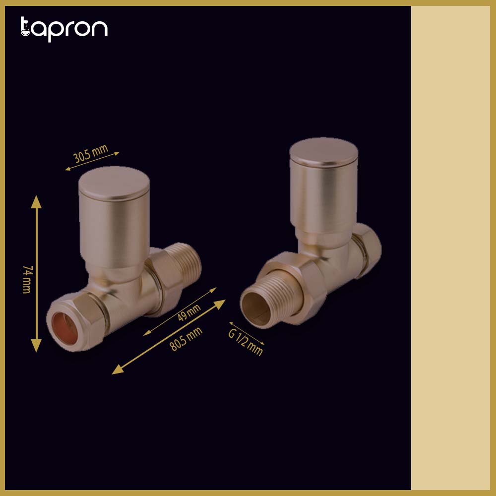 Brushed Bronze Straight Radiator Valve - Tapron