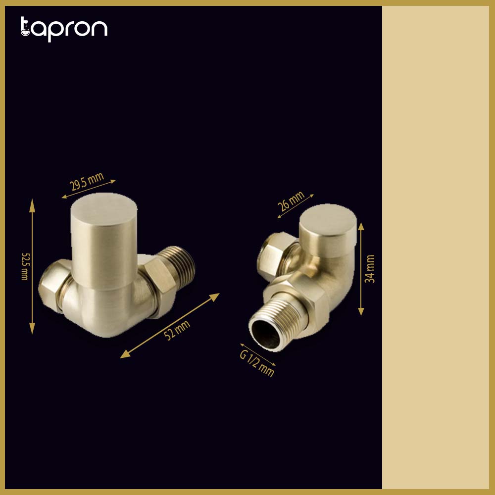 Gold Corner Radiator Valves - Tapron