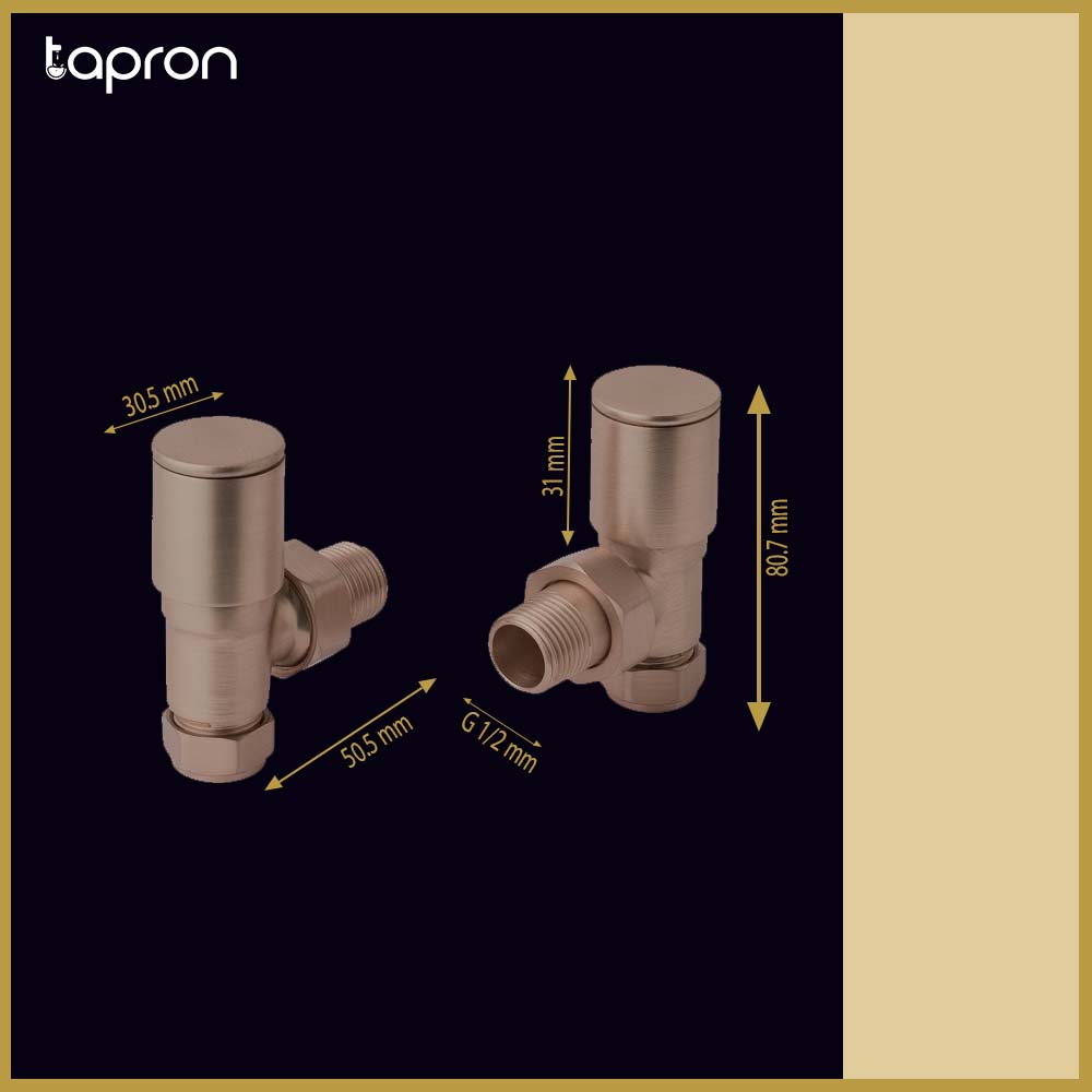 Brushed Bronze Angle Radiator Valve - Tapron