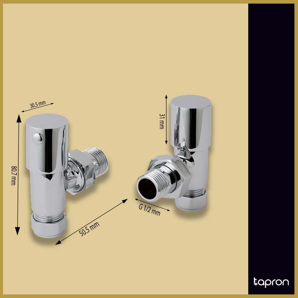 Chrome Round Angled Towel Radiator Valves - Tapron