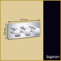 Chrome Thermostatic Concealed 3 Outlet Shower - Dimension