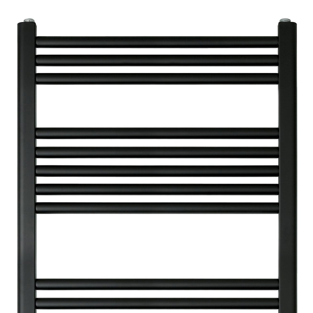 1200 x 600 matt black heated towel rail