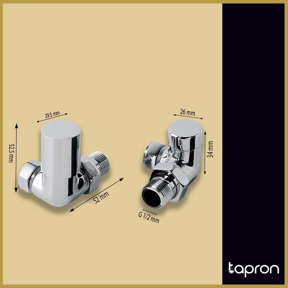 Chrome Corner Radiator Valves - Tapron