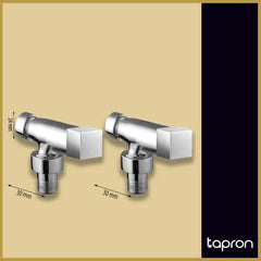 Chrome Square Angled Radiator Valves - Tapron