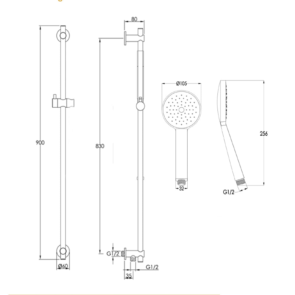 rigid riser shower kit