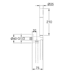 Slim shower handset - Technical drawing