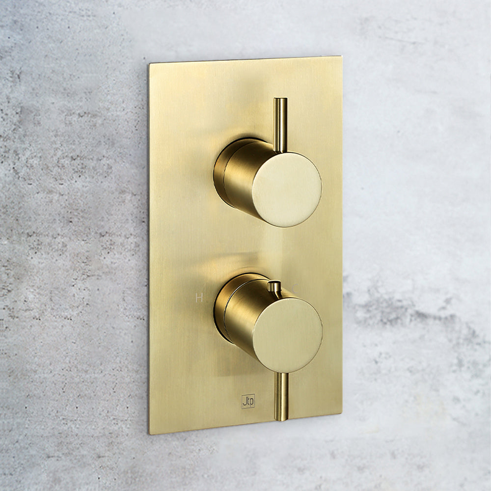 brushed gold 2 ourlet shower value-tapron