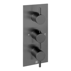 3 Outlet Thermostatic Concealed Valve Vertical Brushed Black-Tapron