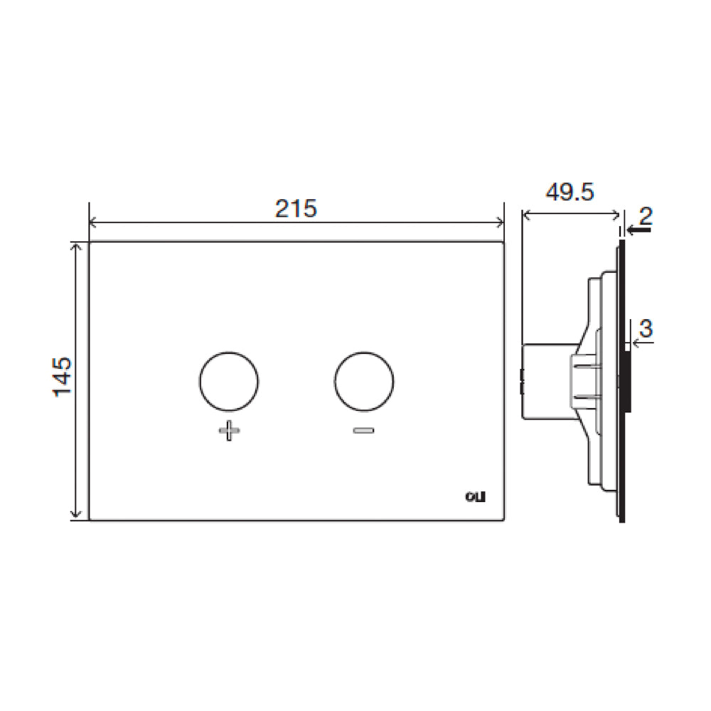 dual flush push button technical drawing-tapron